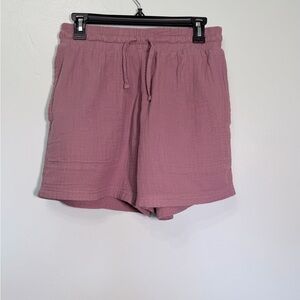 High Waist Mauve Cotton Shorts for Women